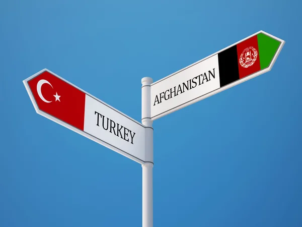 Törökország Afganisztán bejelentkezési jelzők koncepció — Stock Fotó