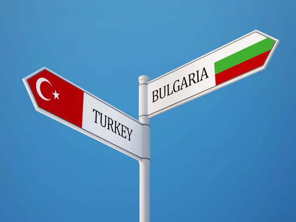 Turkije Bulgarije teken vlaggen Concept — Stockfoto