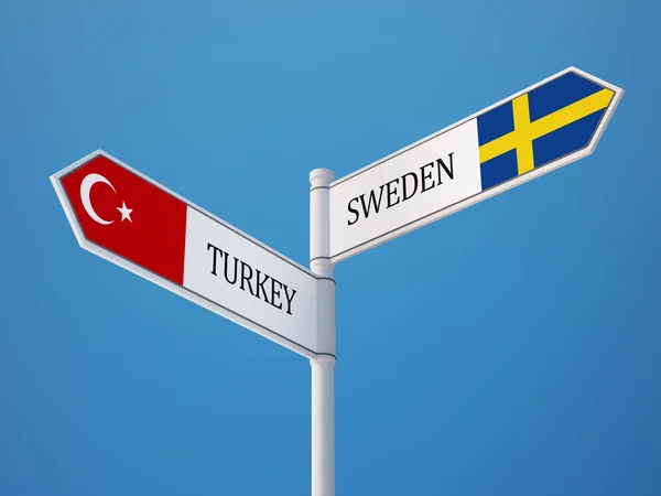 Turquia Suécia Signo Bandeiras Conceito — Fotografia de Stock