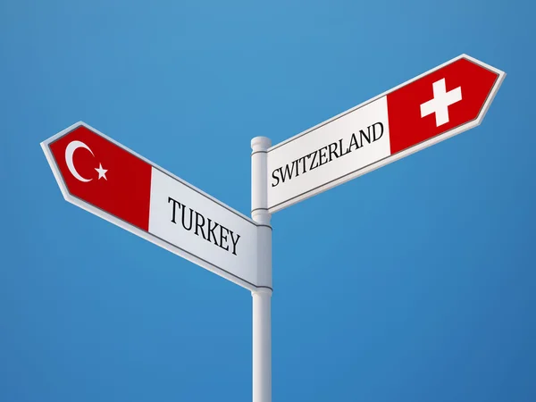 Turquía Suiza Firma el concepto de banderas — Foto de Stock