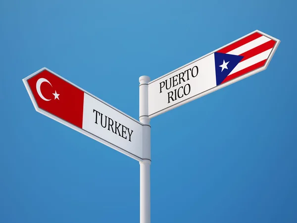 Puerto Rico Turkije teken vlaggen Concept — Stockfoto