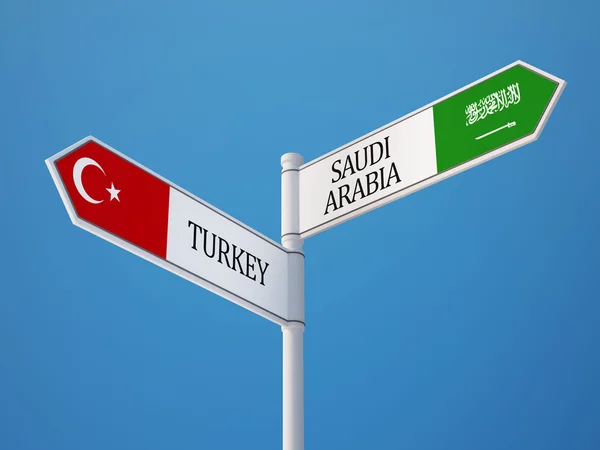 Saudi Arabia Turkey  Sign Flags Concept — Stock Photo, Image
