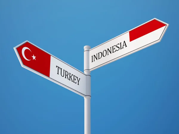 Indonesien Turkiet tecken flaggor koncept — Stockfoto