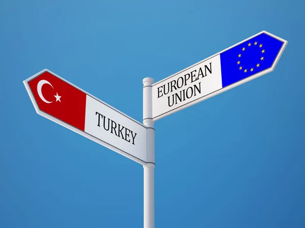 European Union Turkey  Sign Flags Concept — Stock Photo, Image