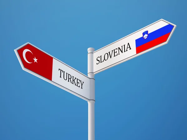 Slovenya Türkiye işaret bayrakları kavramı — Stok fotoğraf