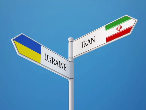 Ukraina Iran tecken flaggor koncept — Stockfoto