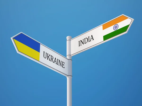 Ukraine India  Sign Flags Concept — Stock Photo, Image