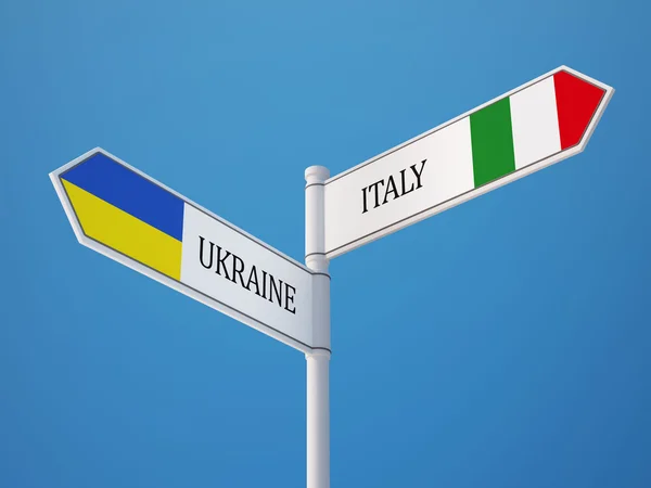 Ukraine Italy  Sign Flags Concept — Stock Photo, Image