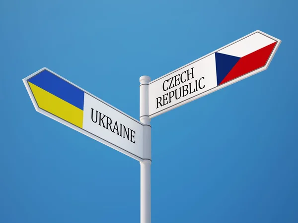 Ukraine Czech Republic  Sign Flags Concept — Stock Photo, Image