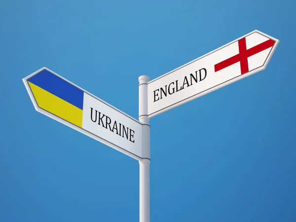 Ucrania Inglaterra Signo Banderas Concepto — Foto de Stock
