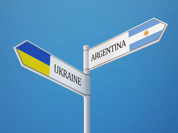Ukraine Argentina  Sign Flags Concept — Stock Photo, Image