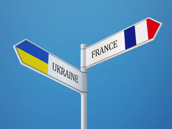 Ukraine France  Sign Flags Concept — Stock Photo, Image