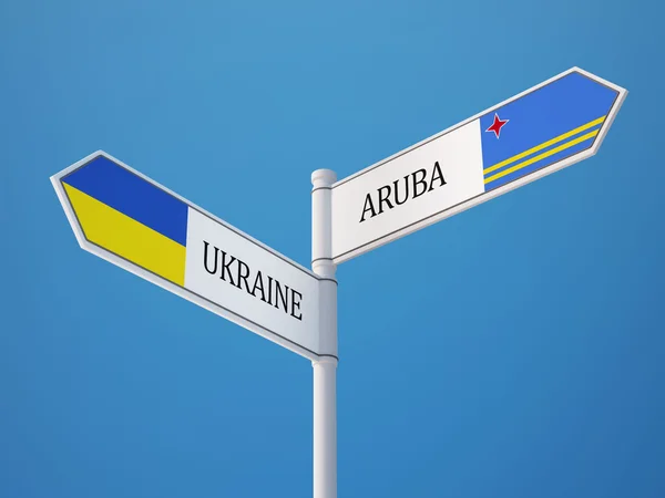 Ukraina Aruba tecken flaggor koncept — Stockfoto