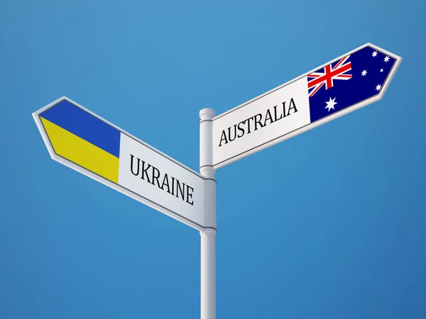 Ukraine Australie Signer Drapeaux Concept — Photo