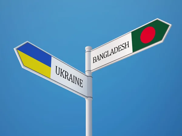 Ukraine Bangladesh  Sign Flags Concept — Stock Photo, Image