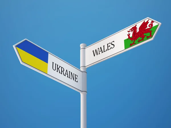 País de Gales Ucrania Sign Flags Concept — Foto de Stock