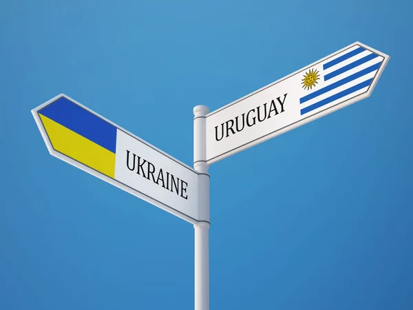 Uruguay Ukraine Signer Drapeaux Concept — Photo