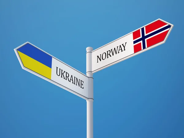 Norge Ukraina tecken flaggor koncept — Stockfoto