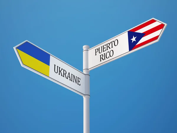 Puerto Rico Ukraina znak flagi koncepcja — Zdjęcie stockowe