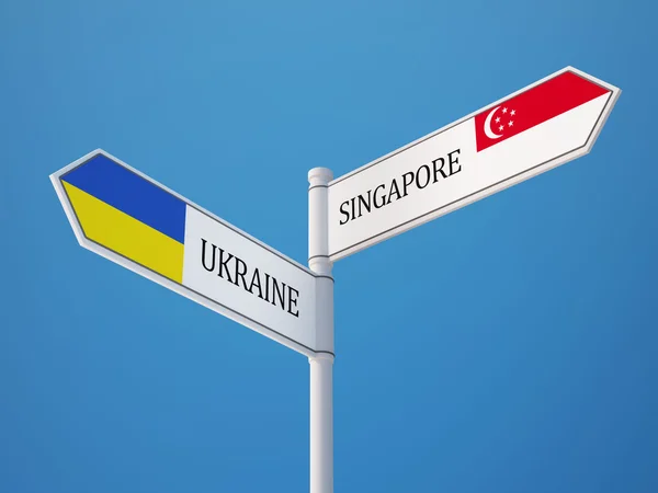 Singapore Ukraina tecken flaggor koncept — Stockfoto