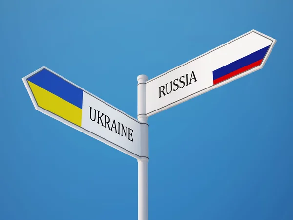 Rusia Ucrania Signo Banderas Concepto —  Fotos de Stock