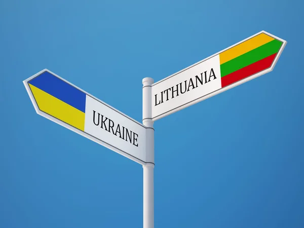 Lithuania Ukraine  Sign Flags Concept — Stock Photo, Image