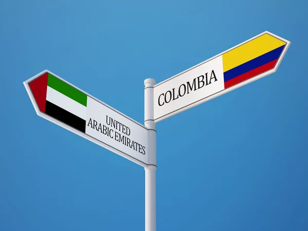 Colombia Emiratos Árabes Unidos firman concepto de banderas —  Fotos de Stock