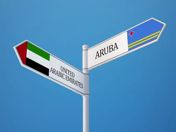 Aruba United Arab Emirates Sign Flags Concept — Stock Photo, Image