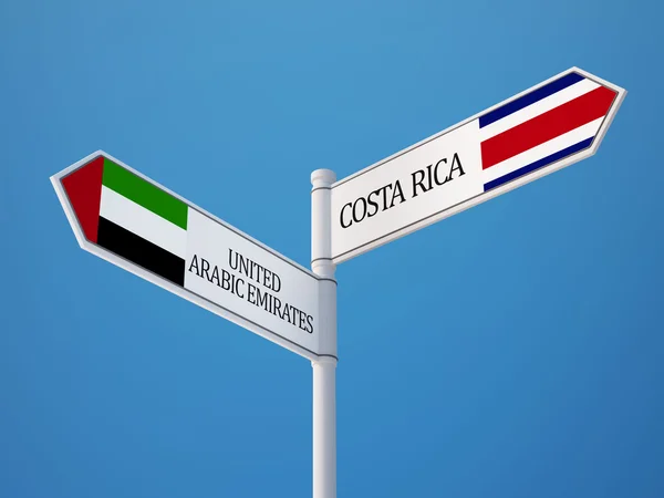 Costa Rica United Arab Emirates Sign Flags Concept — Stock Photo, Image