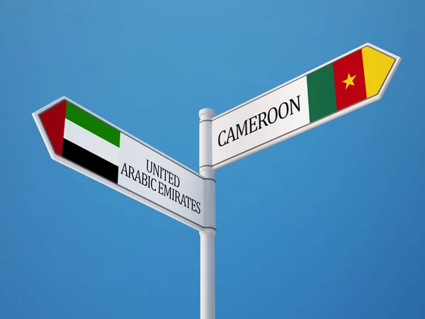 Cameroon United Arab Emirates Sign Flags Concept — Stock Photo, Image