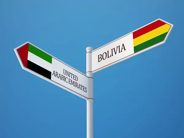 Bolivia United Arab Emirates Sign Flags Concept — Stock Photo, Image