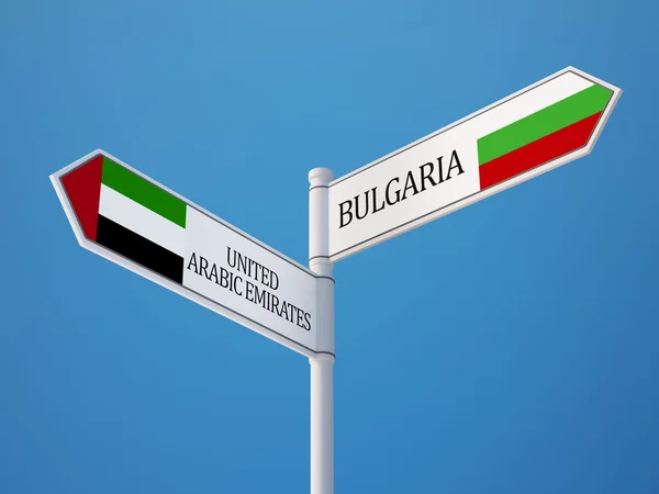 Bulgaria  United Arab Emirates Sign Flags Concept — Stock Photo, Image