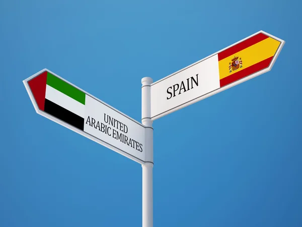 Spain United Arab Emirates  Sign Flags Concept — Stock Photo, Image