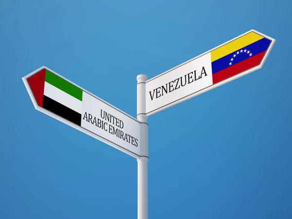 Venezuela Émirats arabes unis Signer Drapeaux Concept — Photo