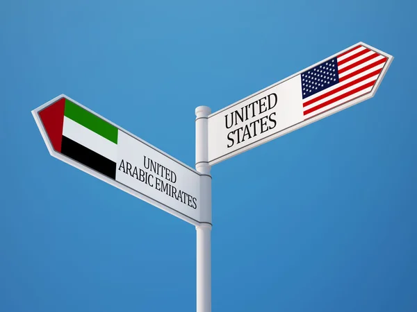 Spojené státy Spojené arabské emiráty znamení příznaky koncept — Stock fotografie