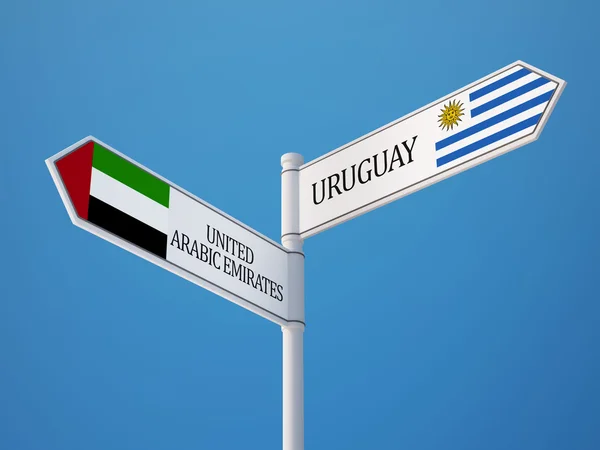 Uruguay United Arab Emirates Sign Flags Concept — Stock Photo, Image