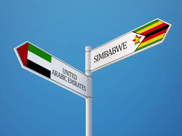 Zimbabwe, Zjednoczone Emiraty Arabskie znak flagi koncepcja — Zdjęcie stockowe