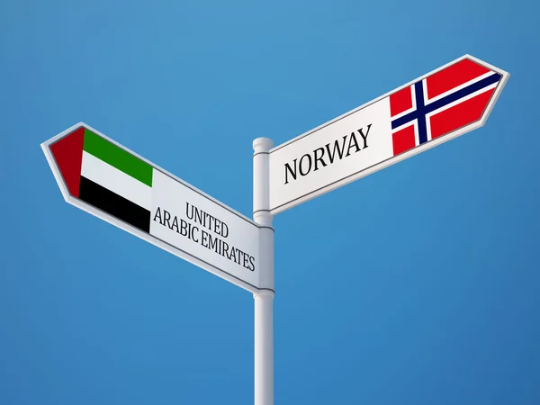 Norwegii Zjednoczone Emiraty Arabskie znak flagi koncepcja — Zdjęcie stockowe