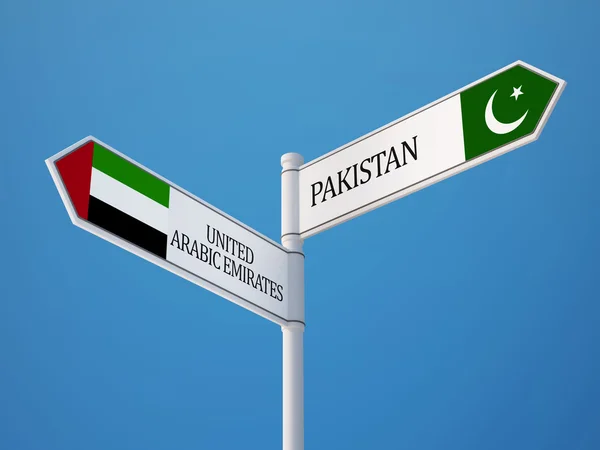 Pakisztán Egyesült Arab Emírségek bejelentkezési jelzők koncepció — Stock Fotó