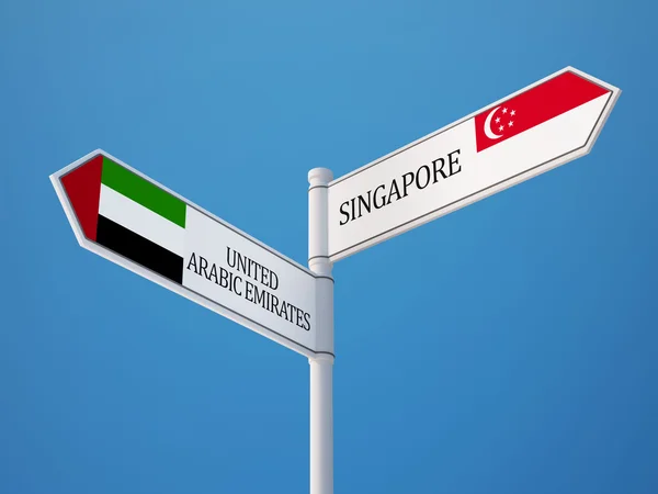 新加坡阿拉伯联合酋长国标志标志概念 — 图库照片