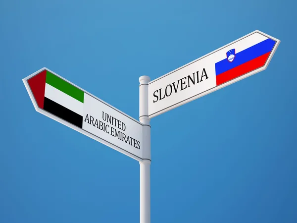 Slovenya Birleşik Arap Emirlikleri işaret bayrakları kavramı — Stok fotoğraf