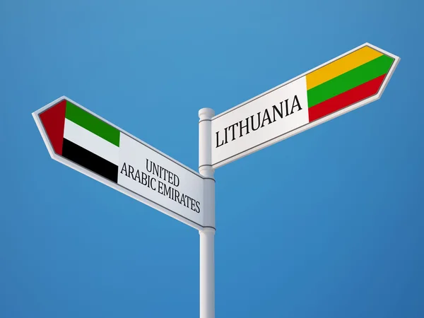 Lithuania United Arab Emirates  Sign Flags Concept — Stock Photo, Image