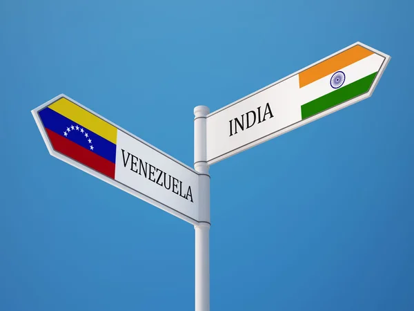 Conceito de bandeiras de sinais Venezuela Índia — Fotografia de Stock