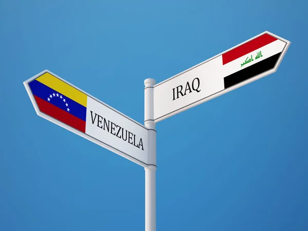 Venezuela Iraq  Sign Flags Concept — Stock Photo, Image