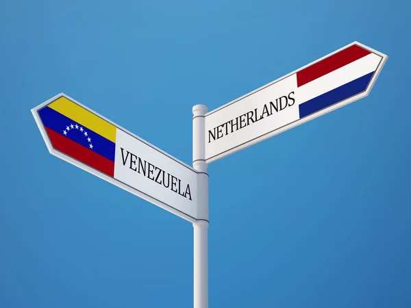 Venezuela Nederland teken vlaggen Concept — Stockfoto