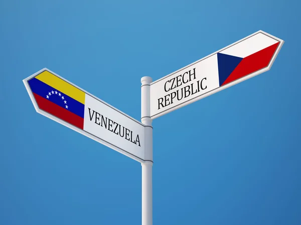 Venezuela República Checa Sign Flags Concept —  Fotos de Stock