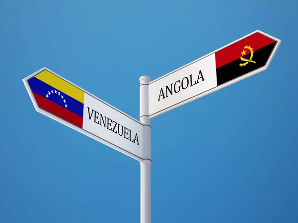 Venezuela Angola Signer Drapeaux Concept — Photo