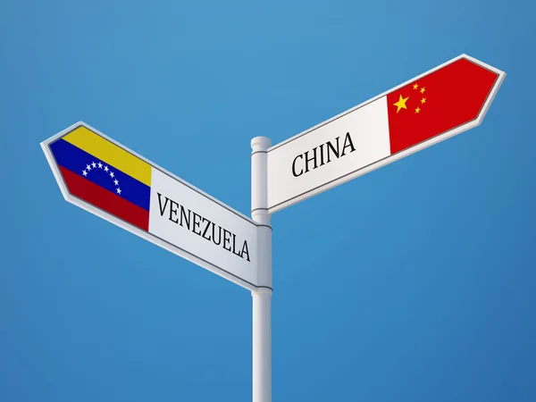 Conceito de bandeiras de sinais da Venezuela China — Fotografia de Stock