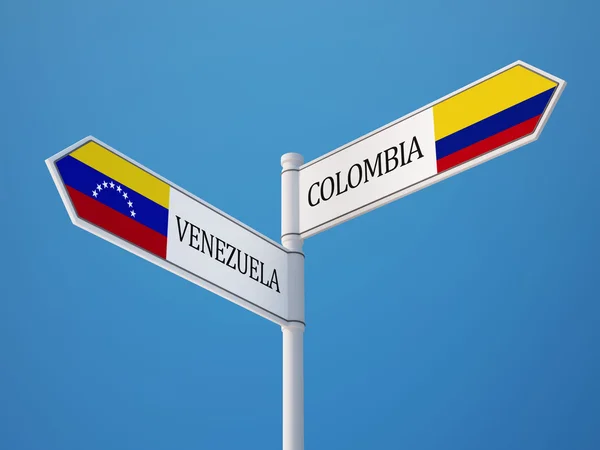 Venezuela Colombia teken vlaggen Concept — Stockfoto