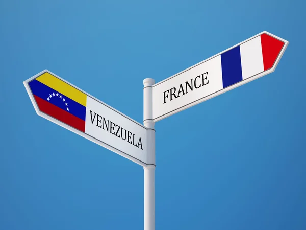 Venezuela Francie znamení příznaky koncept — Stock fotografie